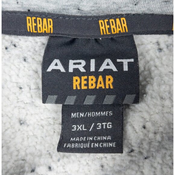 Ariat Rebar Workman Hoodie Sweatshirt Men's 3XL Gray Long Sleeve 1/4 Zip - Picture 3 of 16